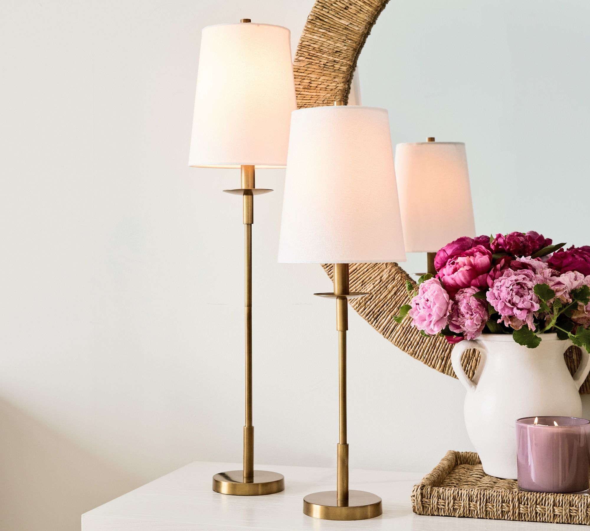 Lampe de table moderne en fer Rowan - Lampe de chevet de style industriel et rustique en lin