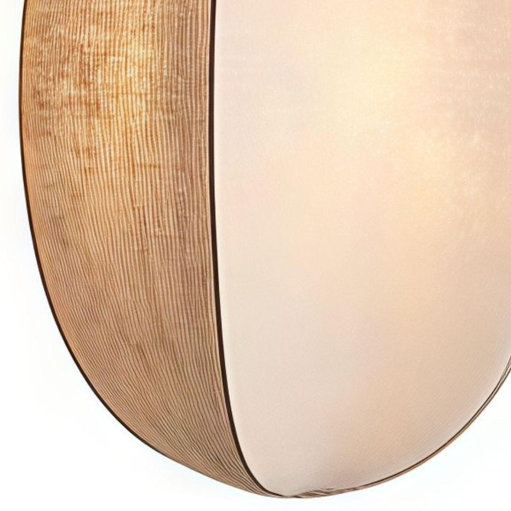 Suspension en soie beige – Lampe lanterne zen en tissu pour salon