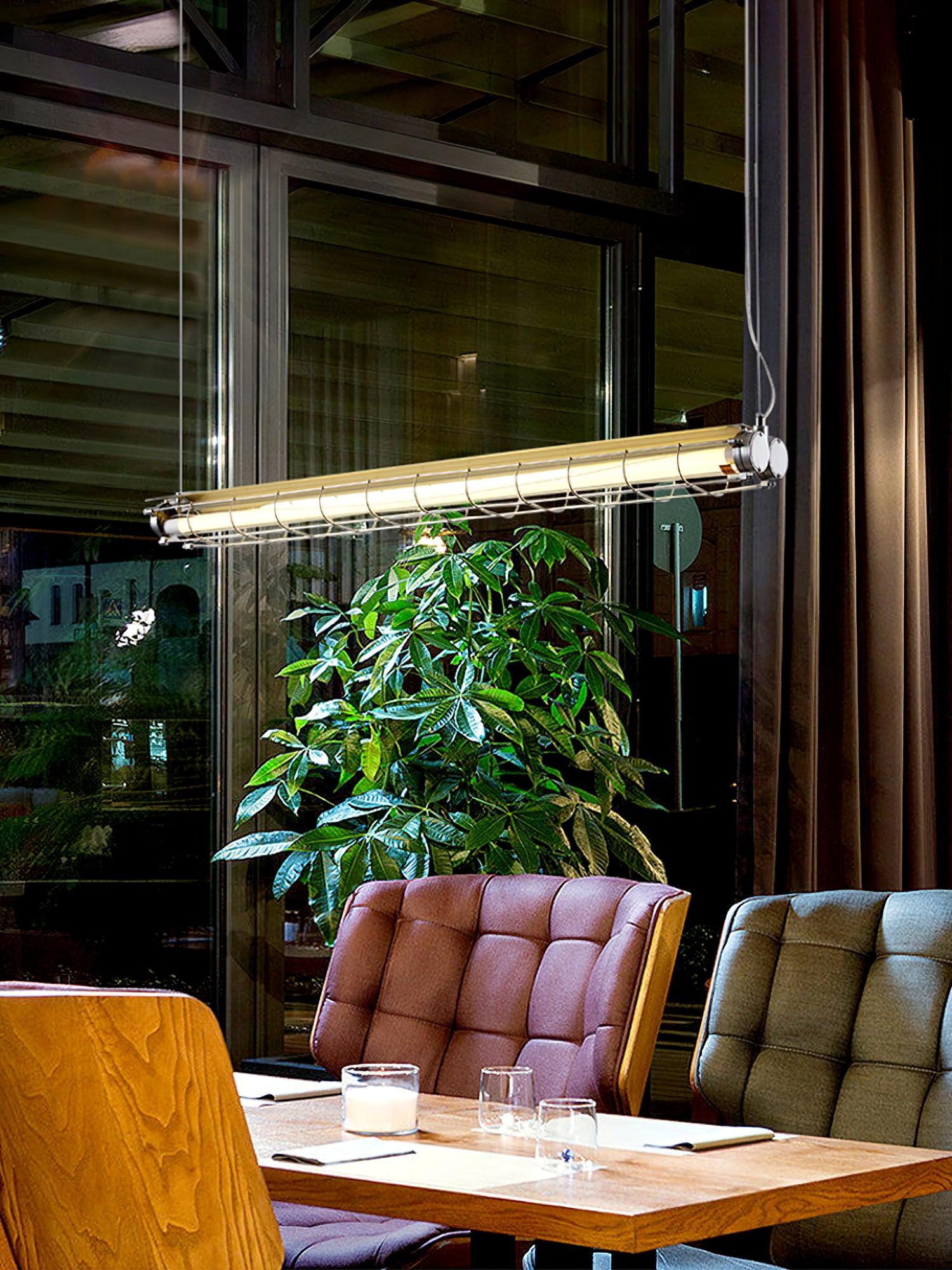 Handcrafted Glass Channel-Set Diffusers Linear Chandelier Sleek Design