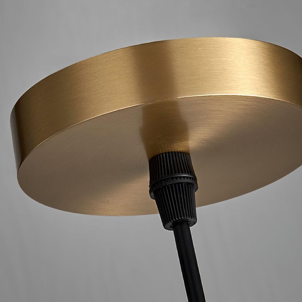 Mid Century Brass Pendant Light - Cylindrical Alabaster Bedside Lamp