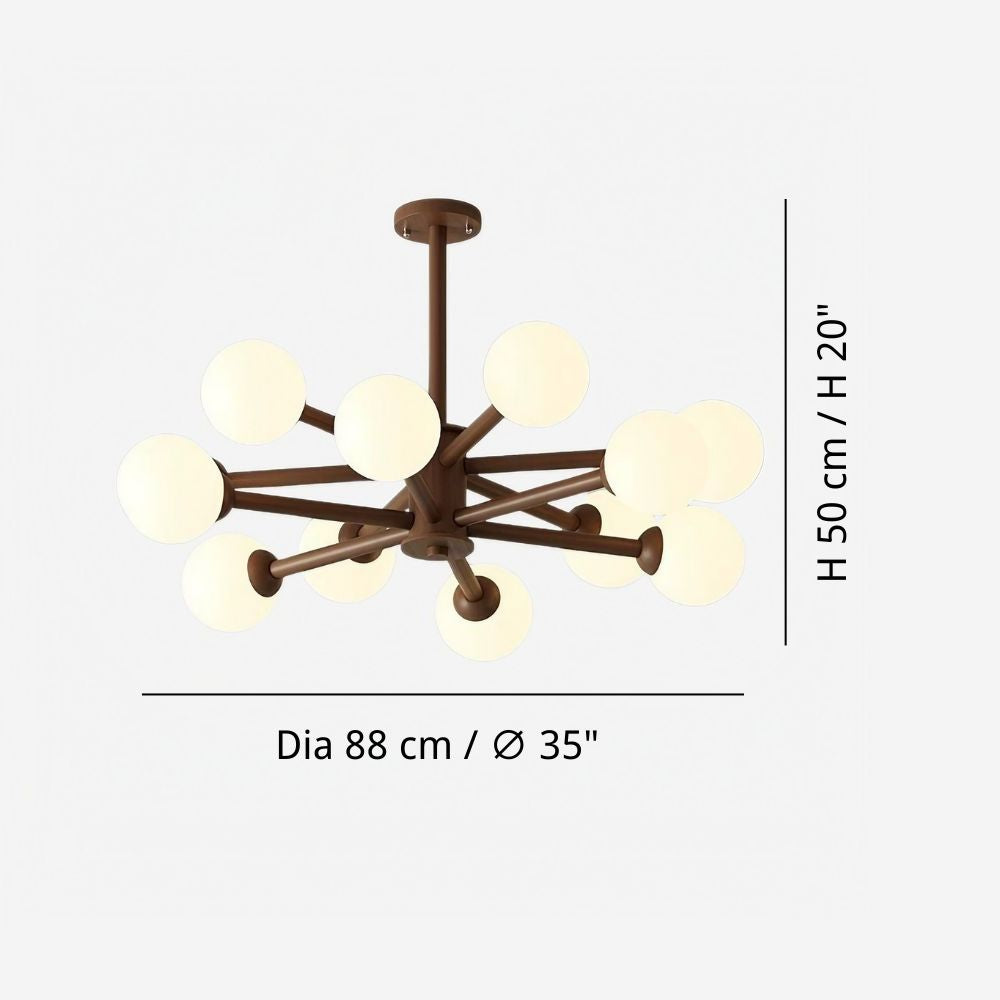 Flush Mount Sputnik Light - Natural Wood Ceiling Light for Stylish Interiors