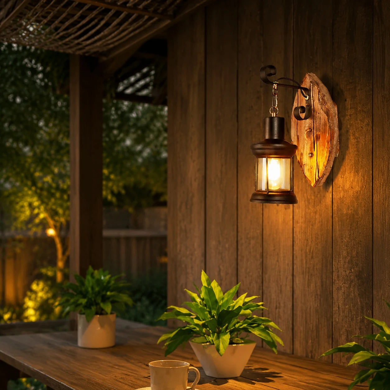 Outdoor Timber Lantern Scene
