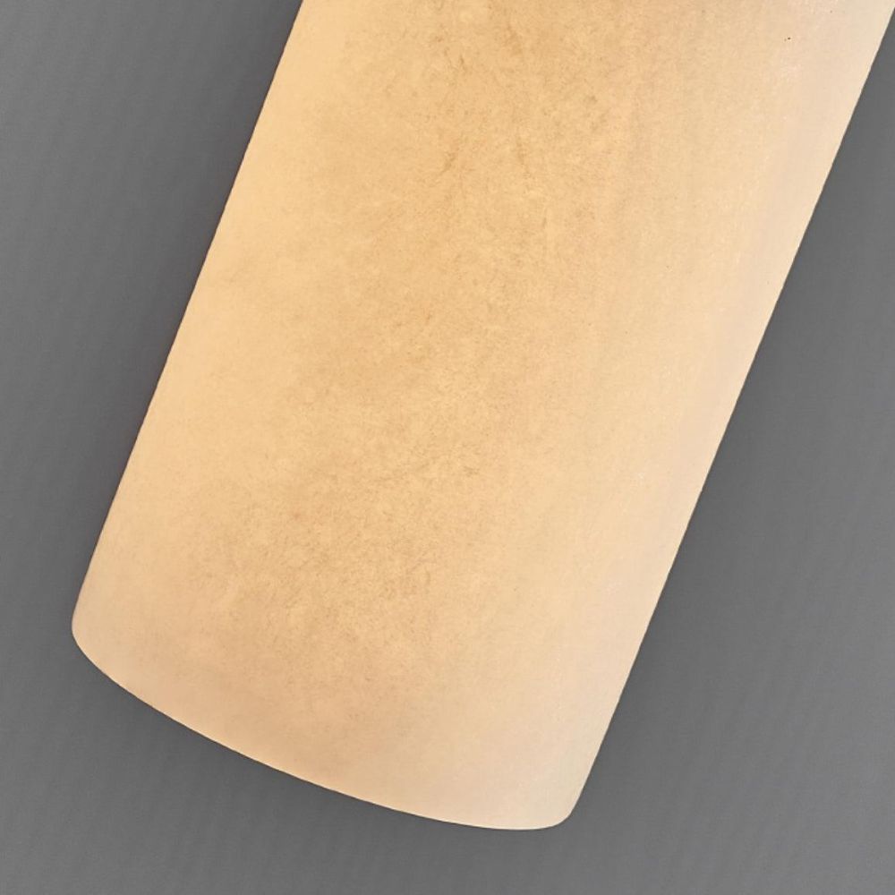 Mid Century Brass Pendant Light - Cylindrical Alabaster Bedside Lamp