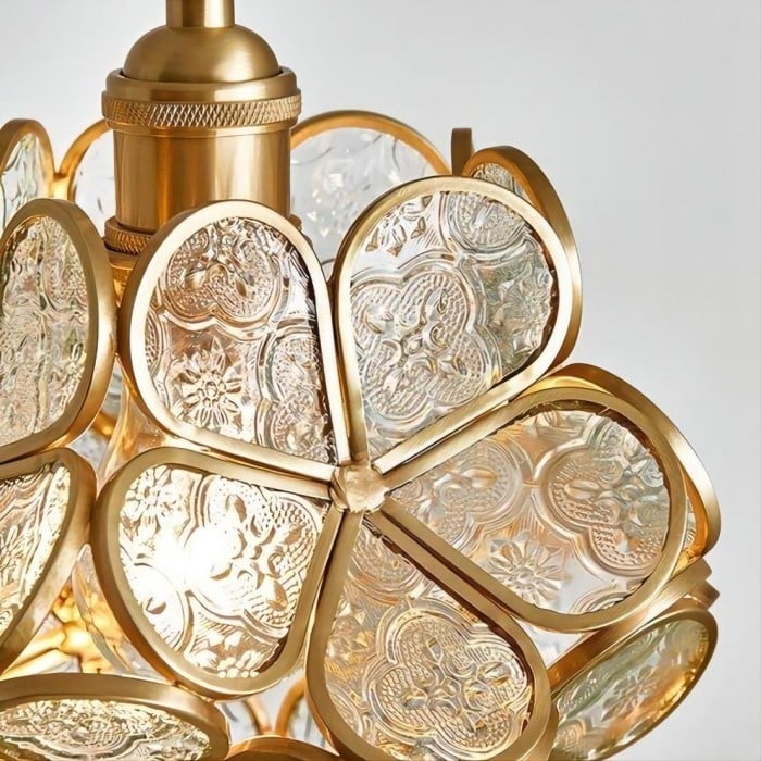 Retro Glass Flower Petal Pendant Lamp