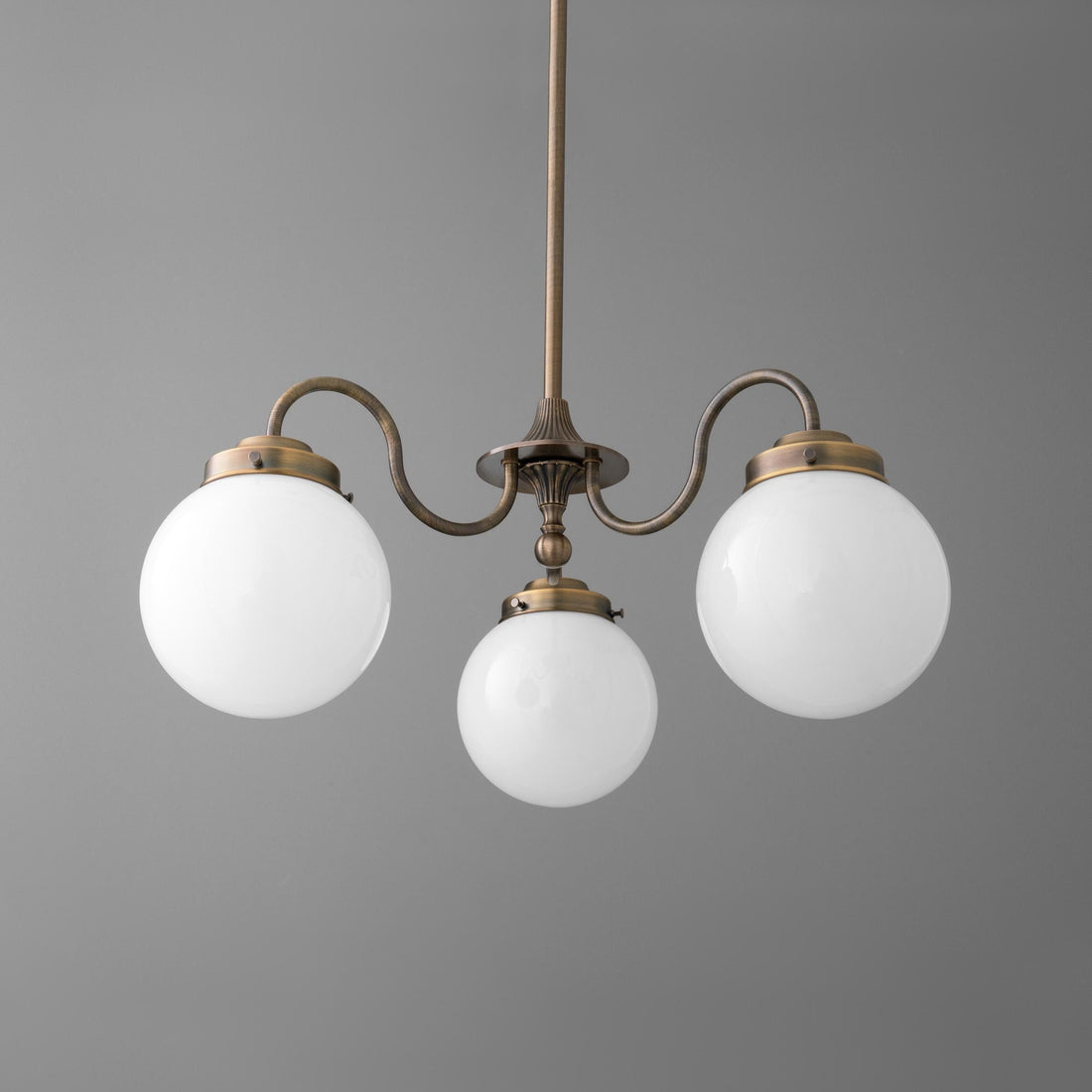 Glorica Glass Vintage Globe Chandelier - Brass 3-Light Frosted Glass Hanging Fixture