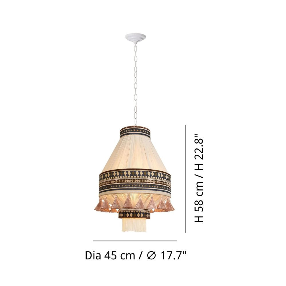 Bohemian Fringe Pendant Light - Lantern Cotton Light for Living Spaces