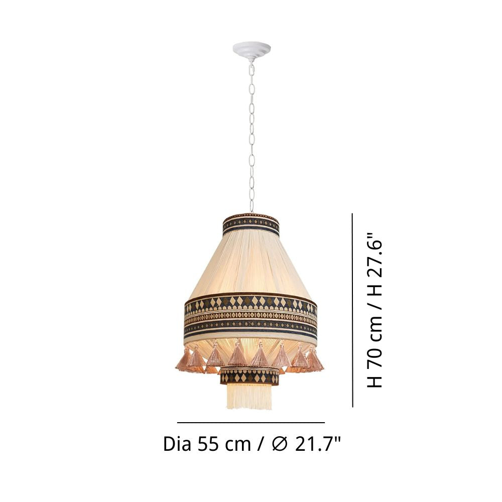 Bohemian Fringe Pendant Light - Lantern Cotton Light for Living Spaces