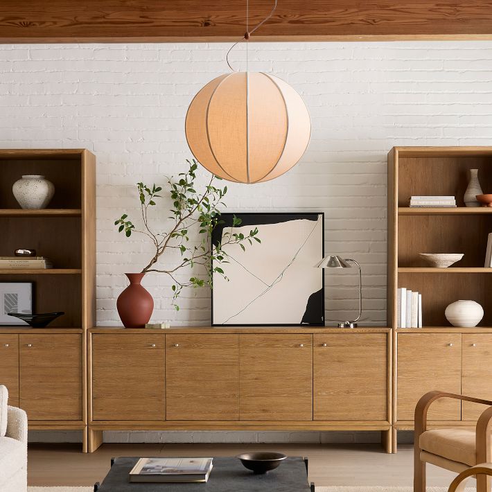 Alvian Linen Pendant Light - Adjustable Ball Dining Table Lighting