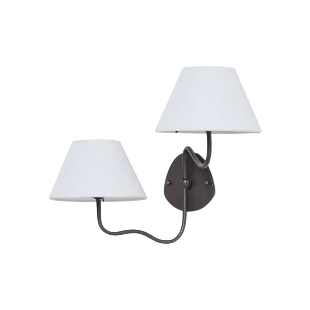 Fabric Double Wall Sconce - Elegant Swan Neck Wall Lights for Bedroom