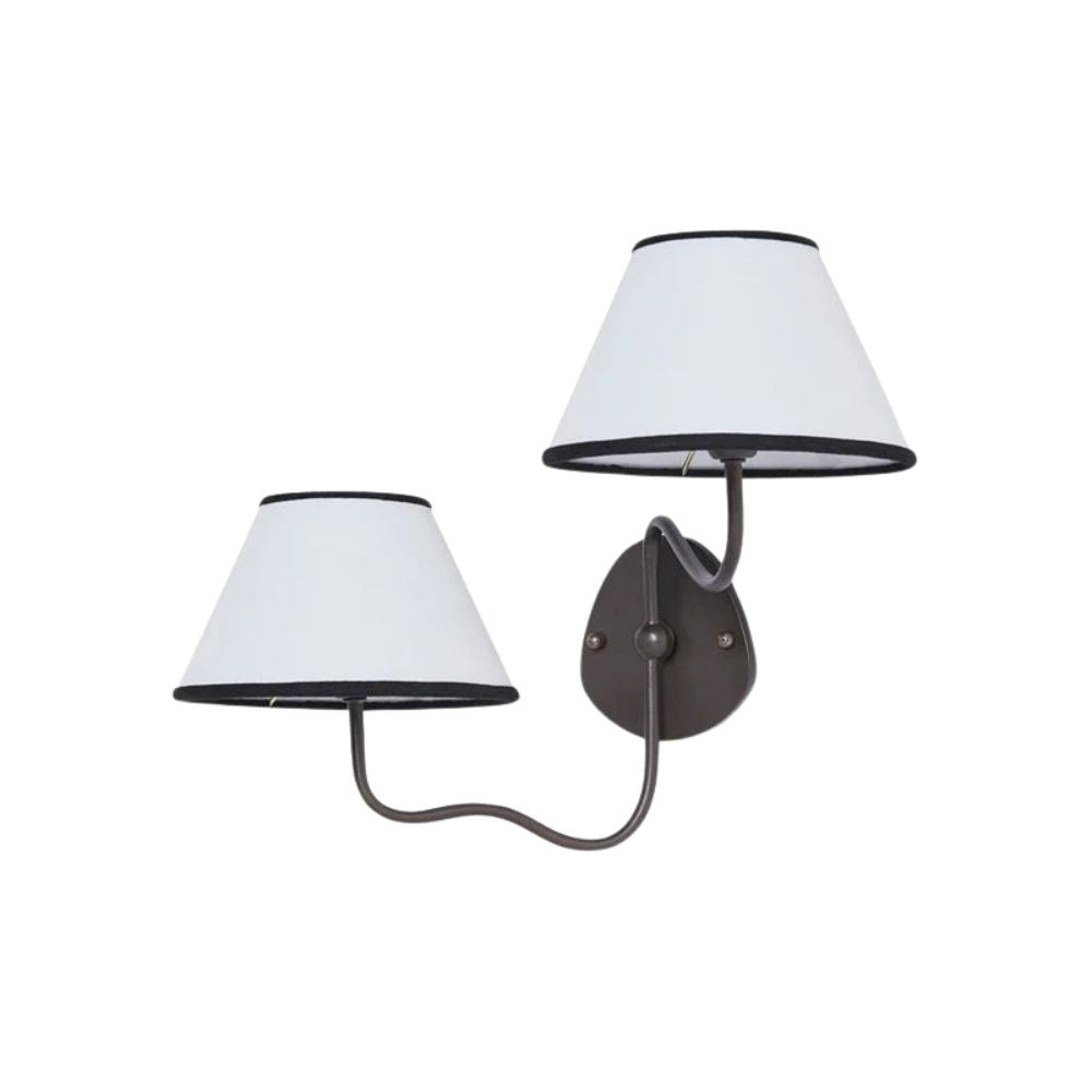 Fabric Double Wall Sconce - Elegant Swan Neck Wall Lights for Bedroom