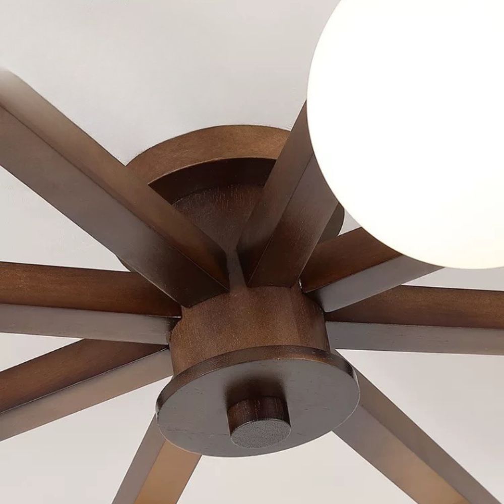 Wood Sputnik Ceiling Lamp - Modern Glass Orb LED Light for Dining Room