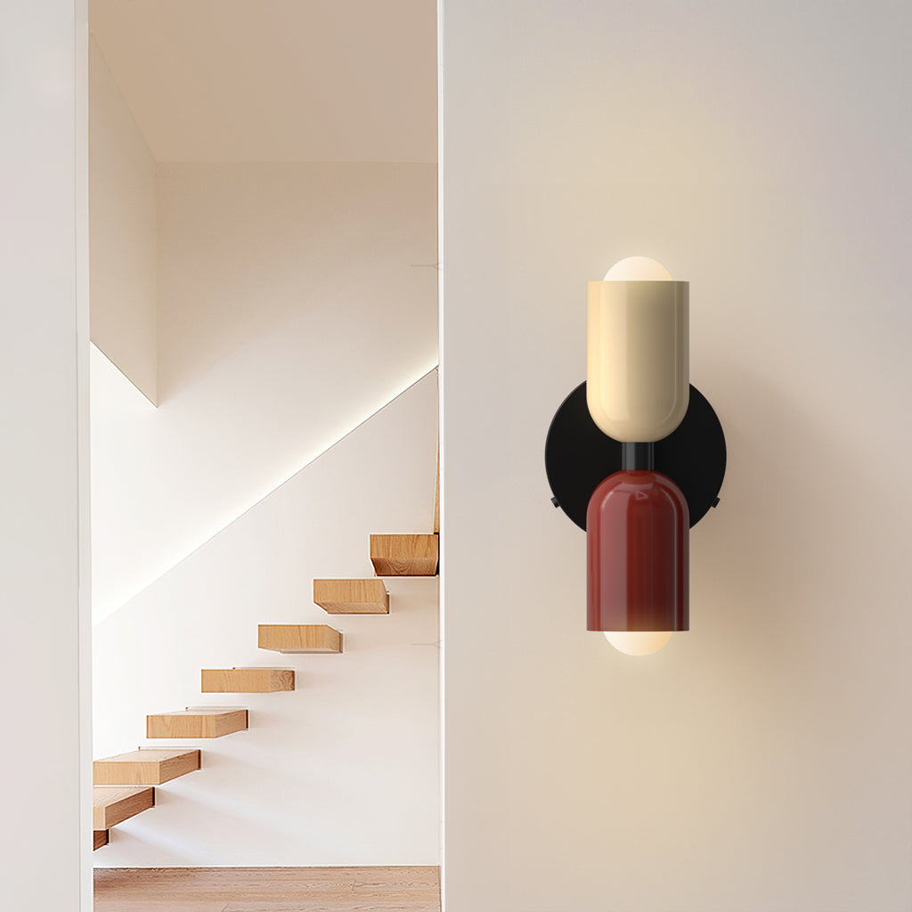 Applique murale à double tête de style morandique – Métal elliptique, multicolore