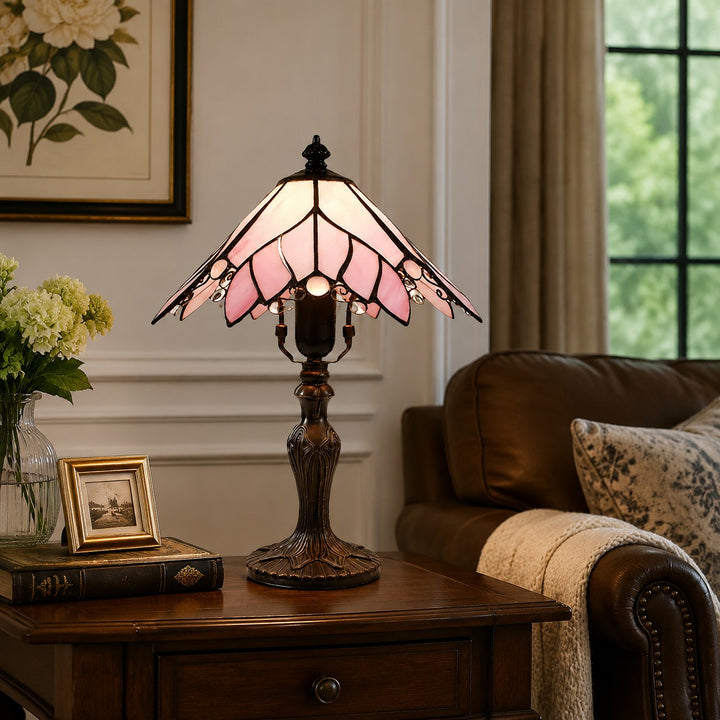 Vintage Tiffany Stained Glass Table Lamp