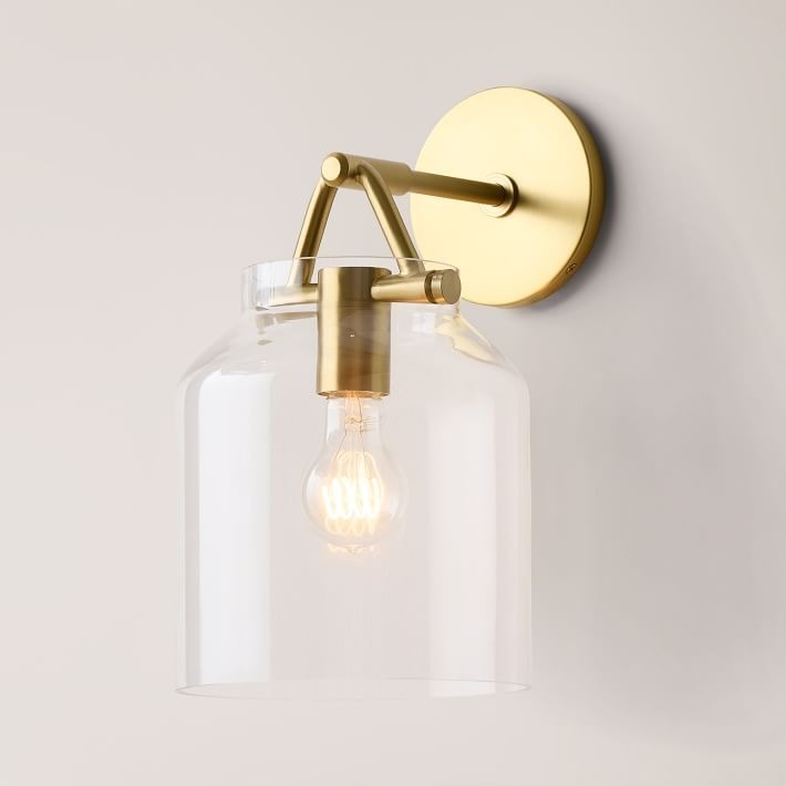Applique murale minimaliste moderne en laiton et verre Hanton – Résistante à l'humidité pour salle de bain