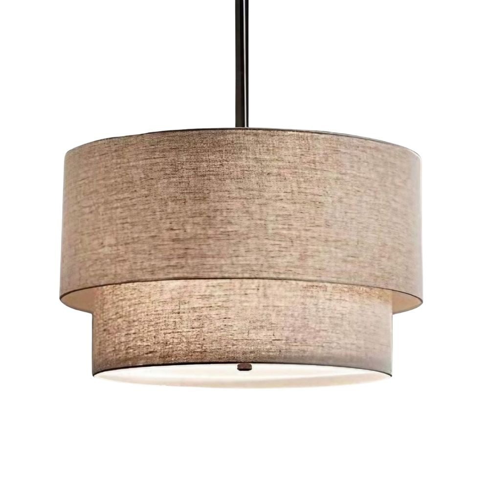 Fabric Flush Mount Light - Handcrafted Linen Drum Shade Pendant Lamp