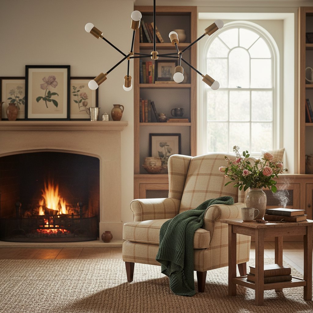 Mobilux Line Modern Geometric Chandelier - Brass Ceiling Light Fixture