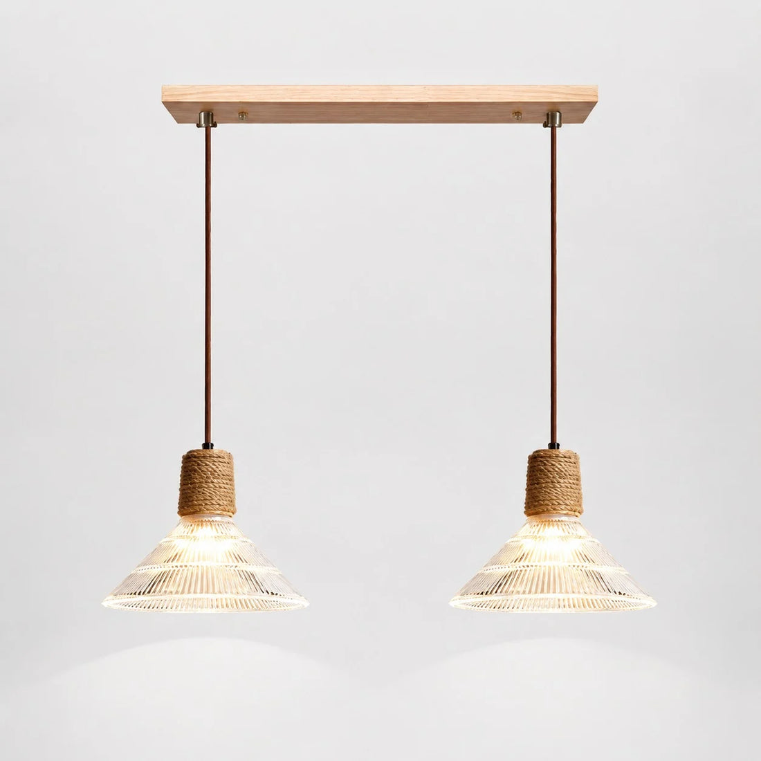 Rustic Woven Rope Glass Pendant Light Collection