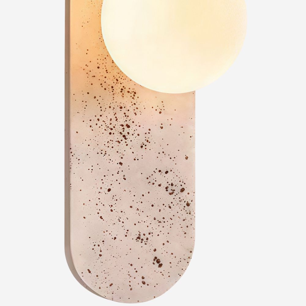 Curved Travertine Wall Light - Natural Glass Ball Sconce for Bedrooom