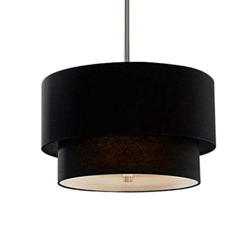 Fabric Flush Mount Light - Handcrafted Linen Drum Shade Pendant Lamp