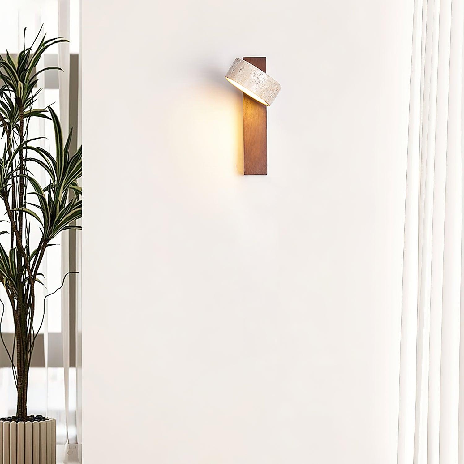 Unique Yellow Travertine Shade Wall Sconce in French Vintage Style