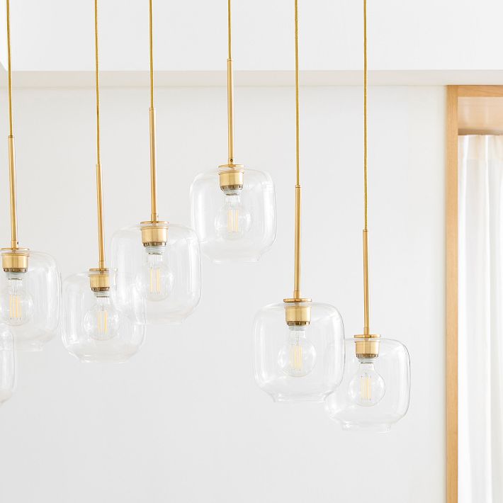 Lumivelle Sculptural 7-Light Chandelier – Adjustable Height Modern Glass Pendant