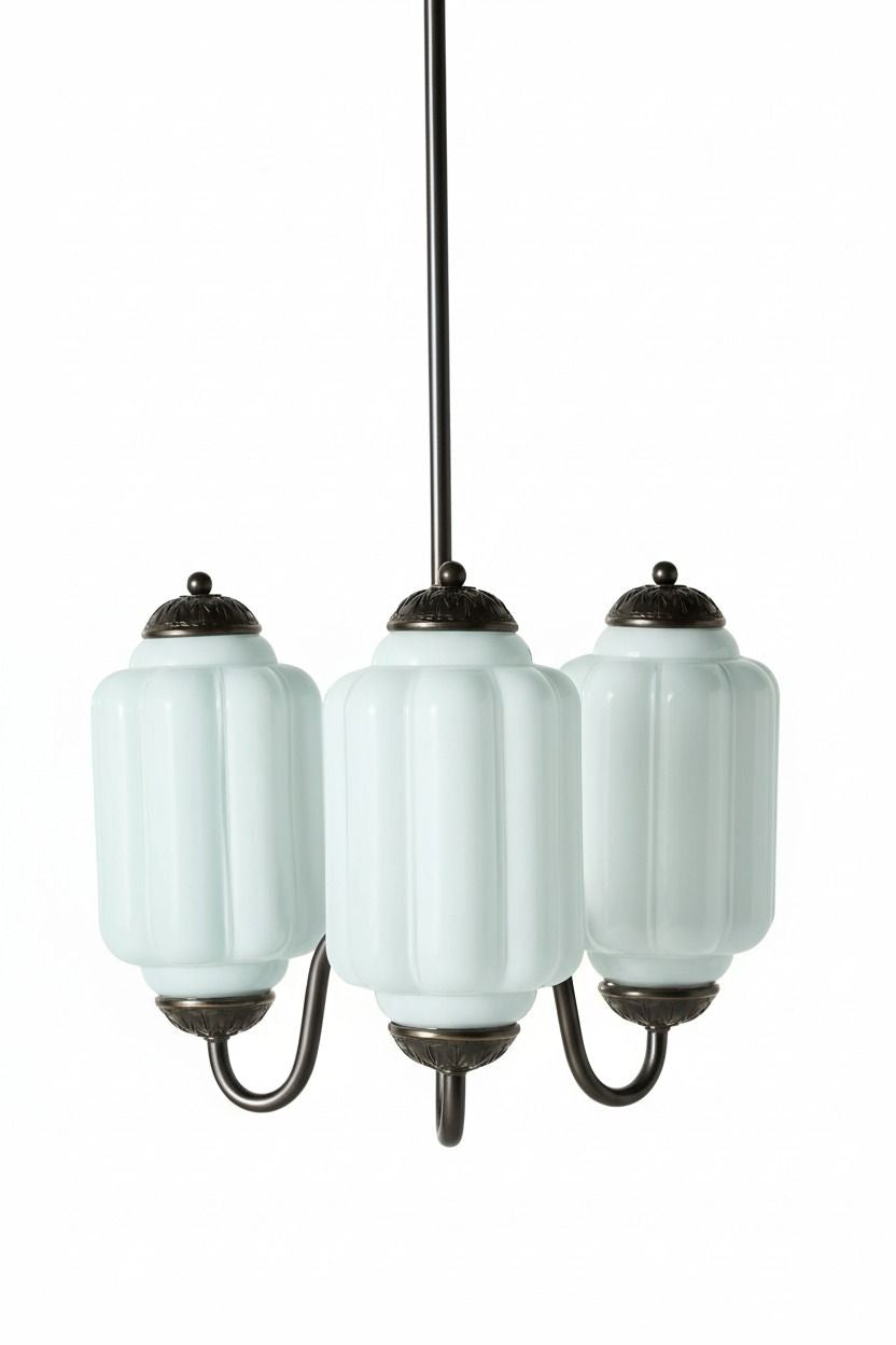 Eloise Vintage Glass Chandelier - Milk Glass Home Accent