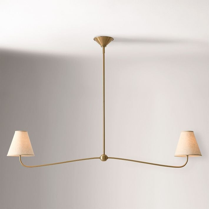 Fibura Modern Linen Chandelier - Metal Linear Light for Dining Room