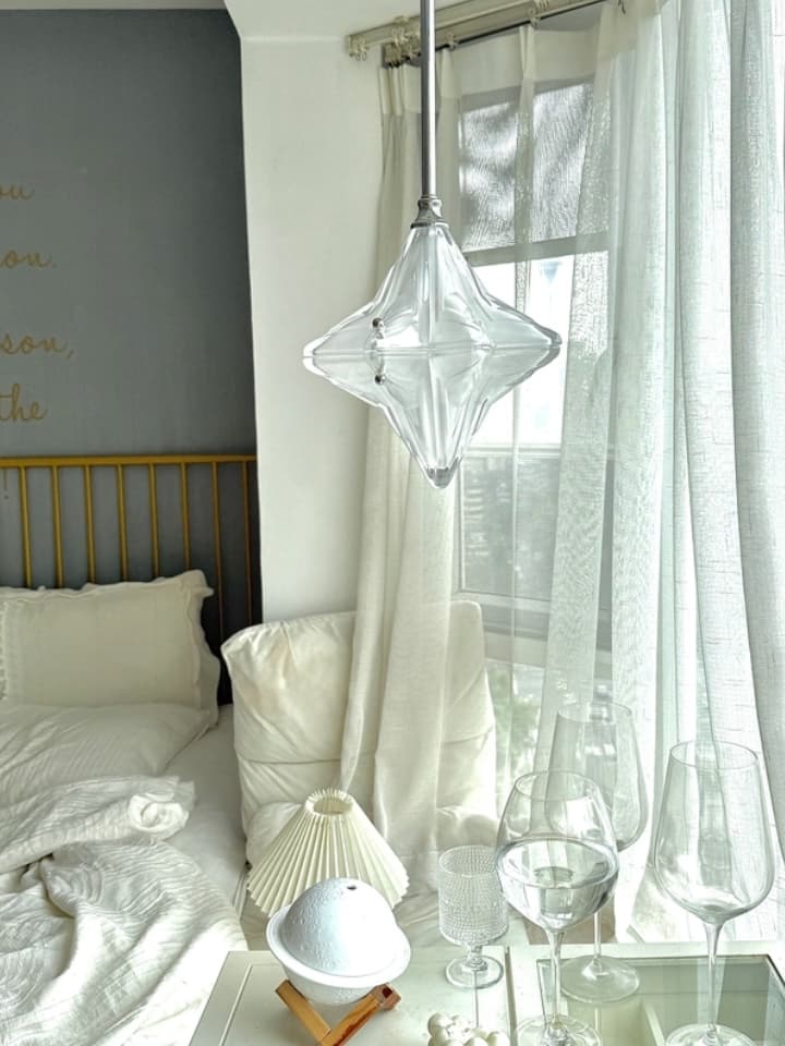 Art Deco Astris Elara Star Pendant Light-Frosted Glass Pendant with Geometric Style