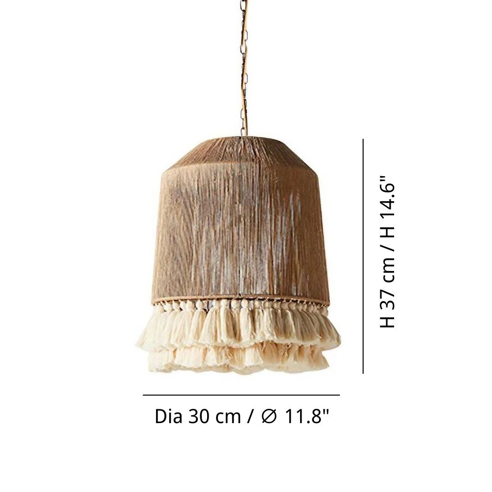 Natural Tassel Pendant Light - Cotton Cage Woven Lamp for Entryway