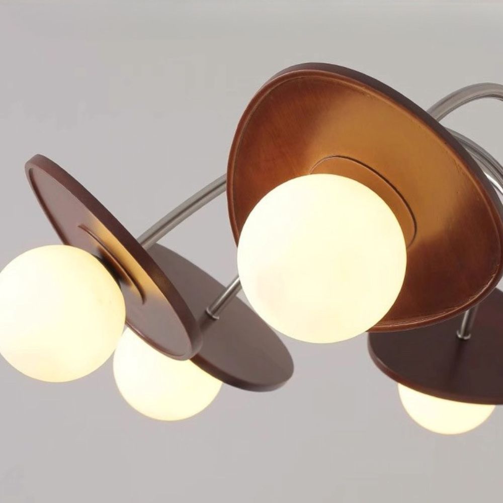 Natural Wood Globe Chandelier - Glass Ball Chandelier for Dining Room