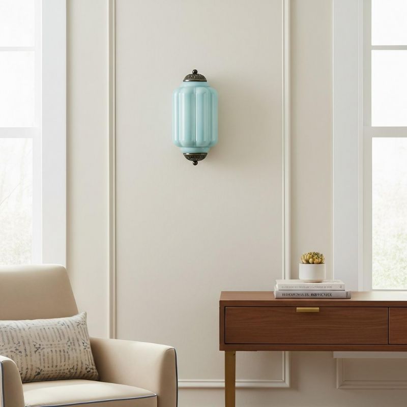 Eloise Vintage Wall Sconce - Milk Glass Flush Mount for Bedside