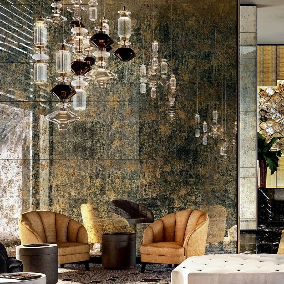 Sleek Hanging Light - Iron Metal Glass Gold Clear Hardwired Atmosphere