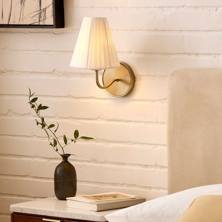 Fibura Sleek Metal Linen Shade Wall Light - Wall-Mounted Art