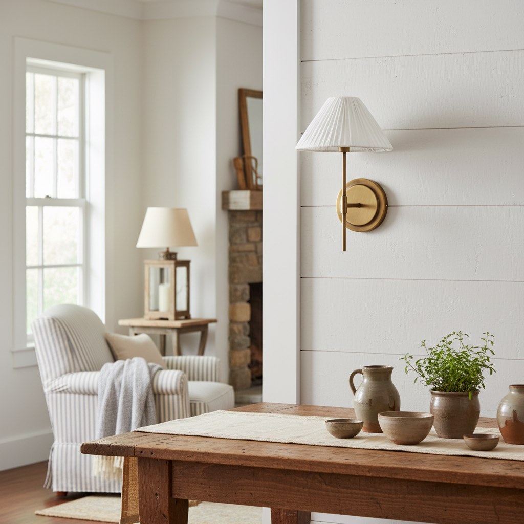 Lindi - applique murale festonnée en laiton vieilli et lin