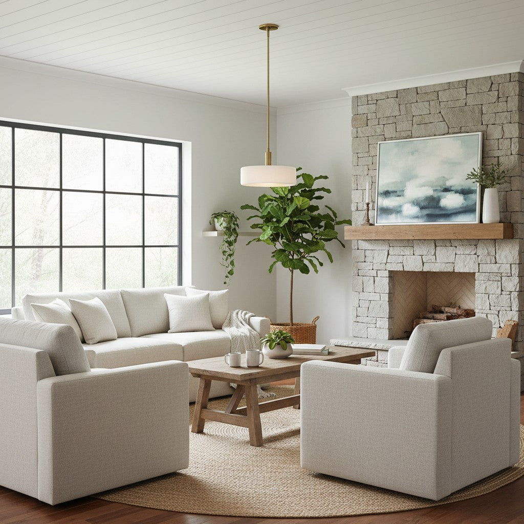 Cerova Modern Ivory Porcelain Pendant Light – Soft Organic Design for Kitchen Island