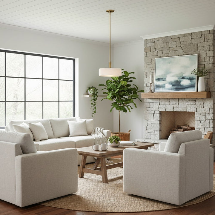 Suspension Cerova moderne en porcelaine ivoire – Design organique et doux pour îlot de cuisine