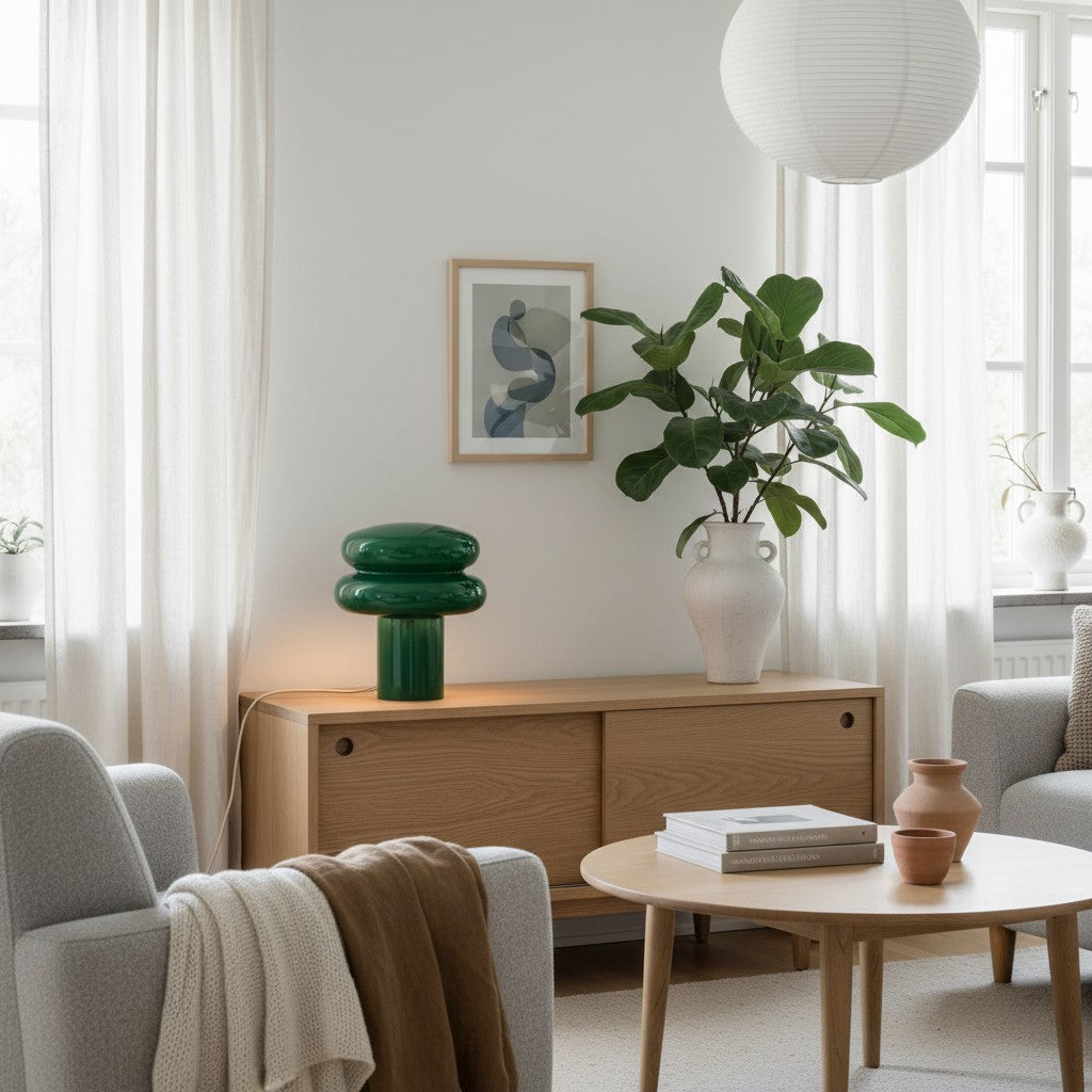 Small Opal Table Lamp - Mushroom Glass Lamp for Living Room