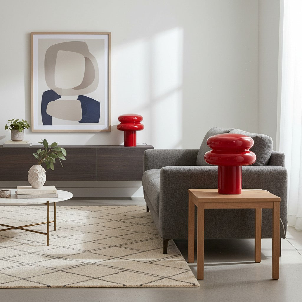 Small Opal Table Lamp - Mushroom Glass Lamp for Living Room