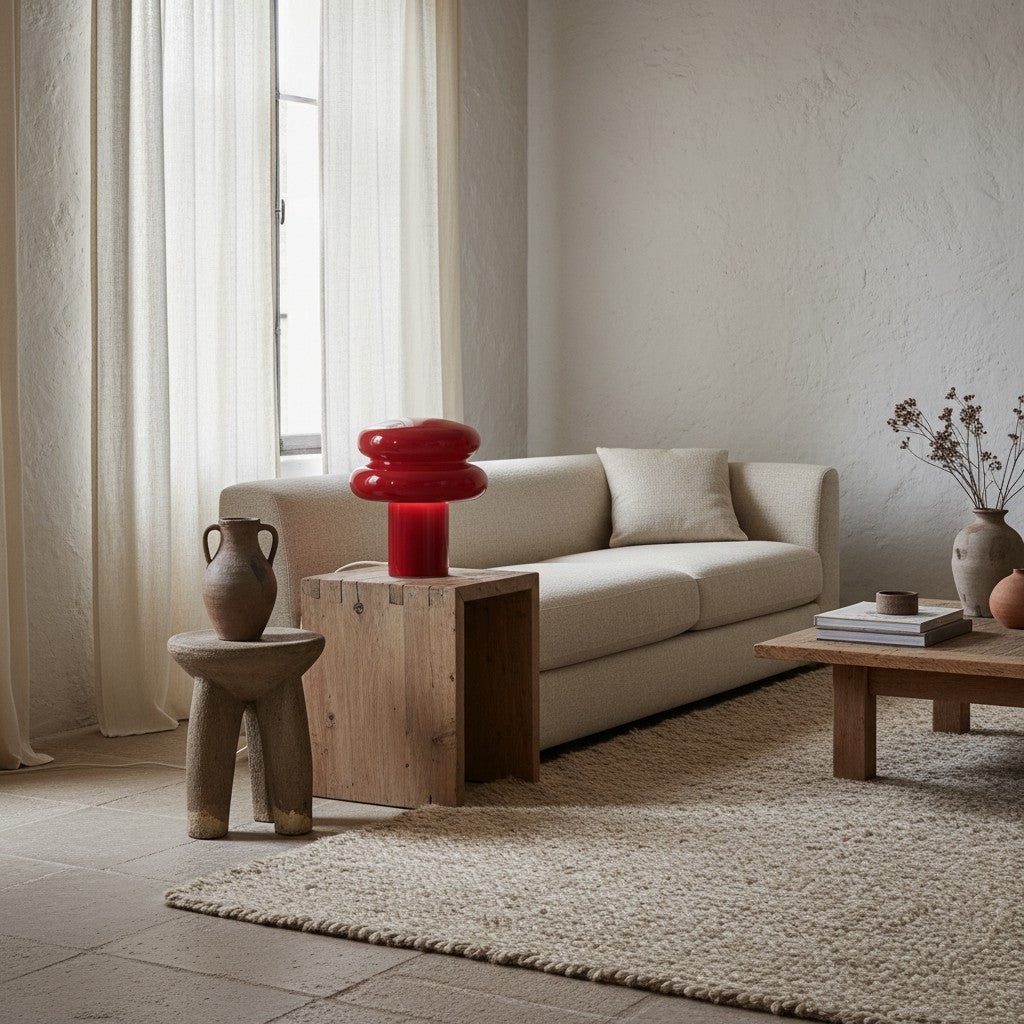 Small Opal Table Lamp - Mushroom Glass Lamp for Living Room