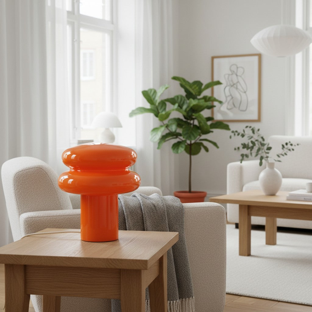 Small Opal Table Lamp - Mushroom Glass Lamp for Living Room