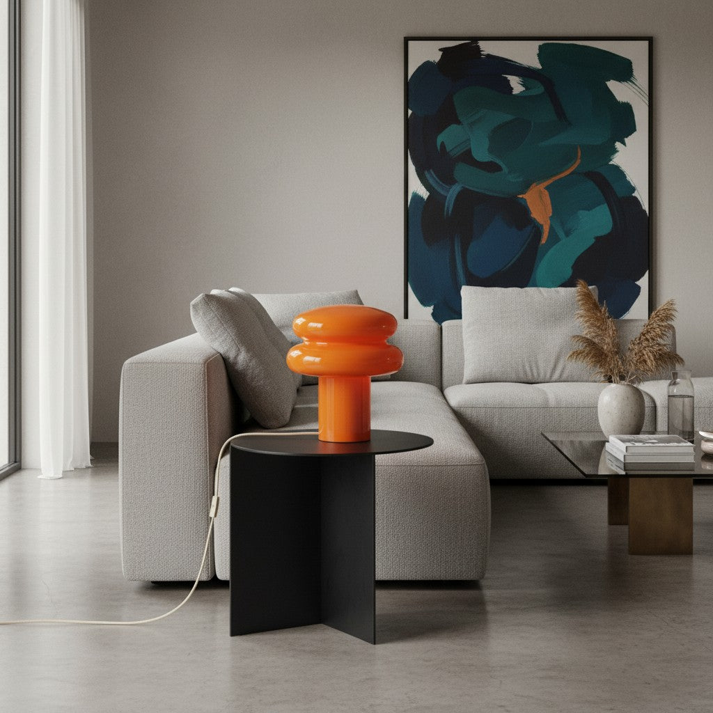 Small Opal Table Lamp - Mushroom Glass Lamp for Living Room