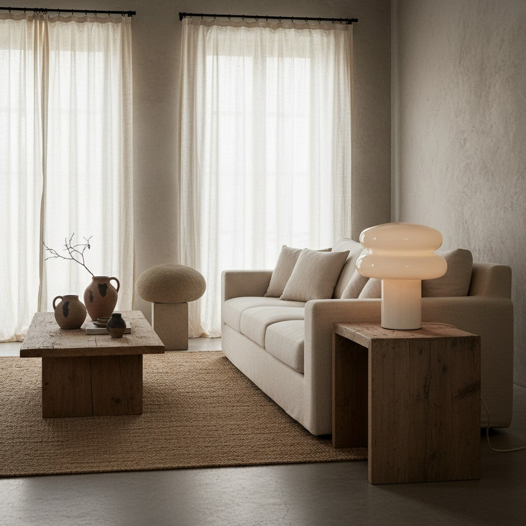 Small Opal Table Lamp - Mushroom Glass Lamp for Living Room