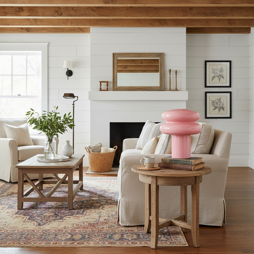 Small Opal Table Lamp - Mushroom Glass Lamp for Living Room