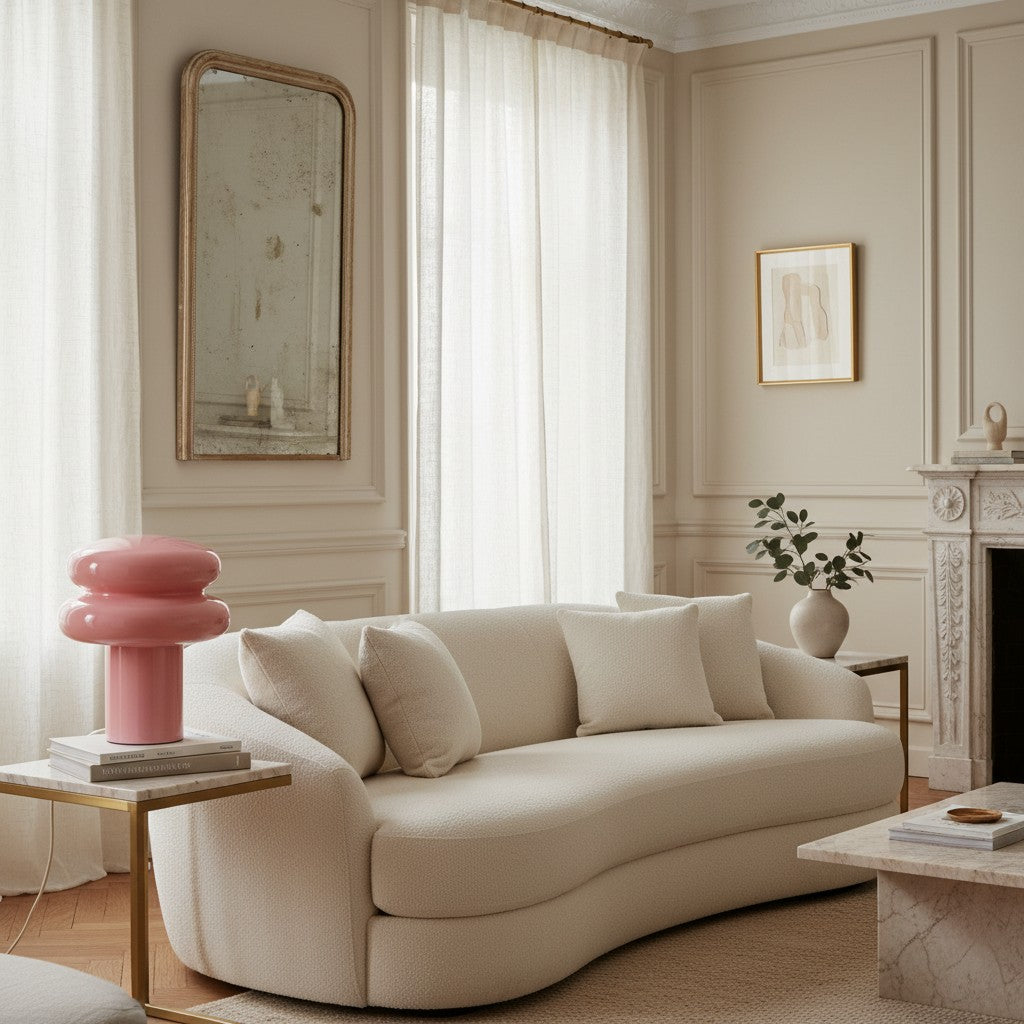 Small Opal Table Lamp - Mushroom Glass Lamp for Living Room