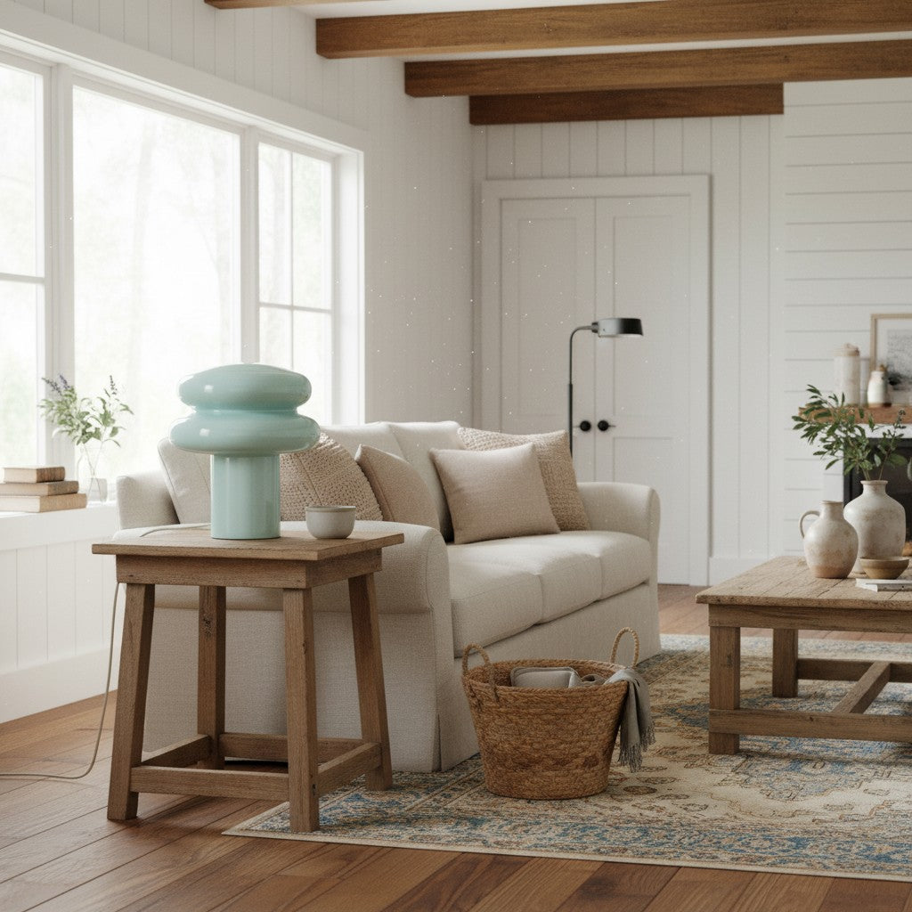 Small Opal Table Lamp - Mushroom Glass Lamp for Living Room