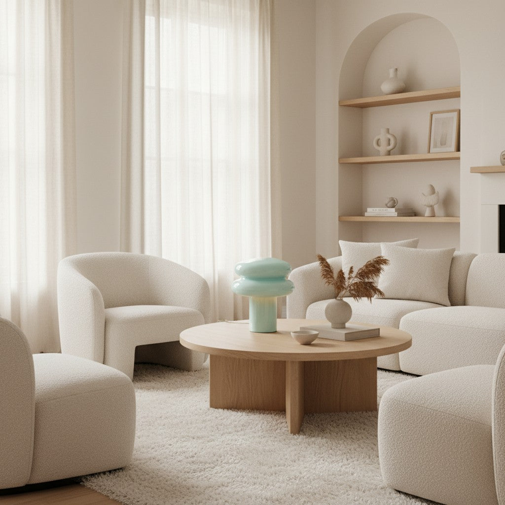 Small Opal Table Lamp - Mushroom Glass Lamp for Living Room