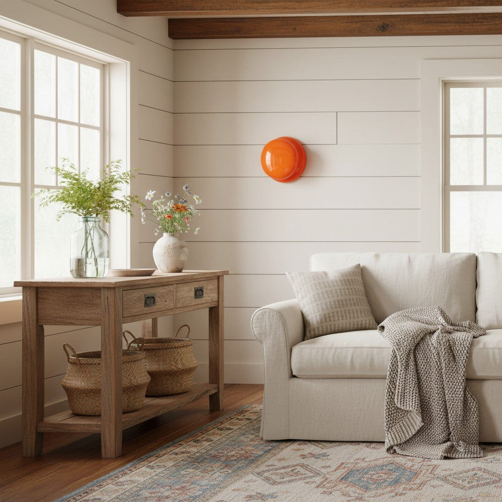 Vintage Opal Glass Wall Lamp - Classic Round Sconce for Living Room