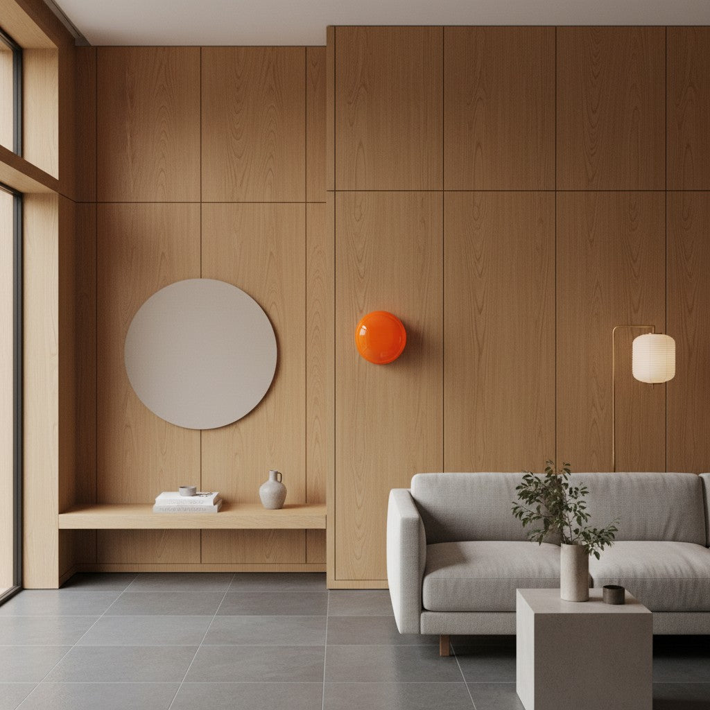 Vintage Opal Glass Wall Lamp - Classic Round Sconce for Living Room