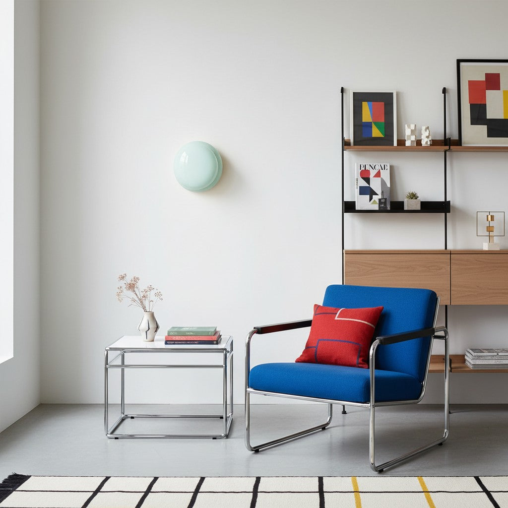 Vintage Opal Glass Wall Lamp - Classic Round Sconce for Living Room