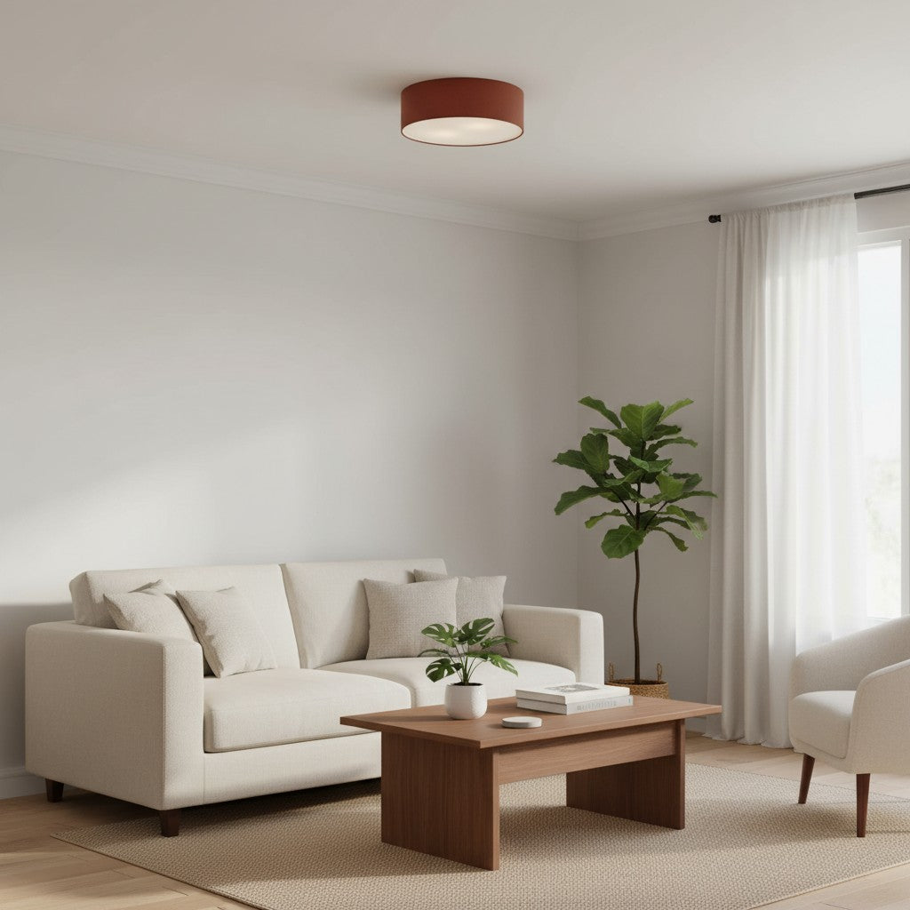 Dumora Linen Drum Flush Mount Ceiling Lamp - Stylish Soft Fabric Ceiling Light